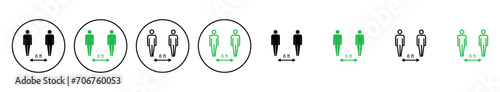 Social distance icon set. social distancing icon. self quarantine sign