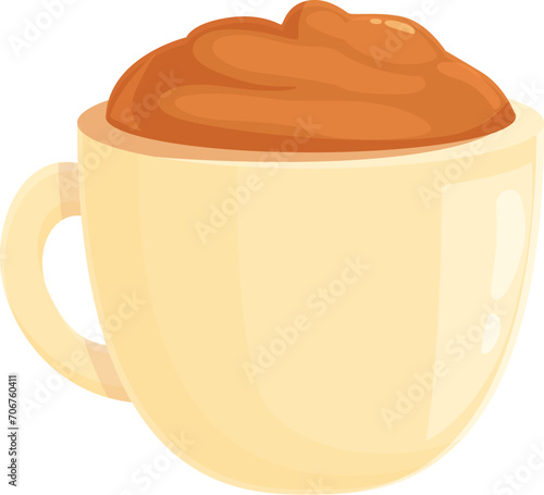 Morning cocoa cup icon cartoon vector. Natural dessert. Poured beverage