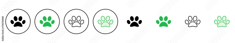 Paw icon set. paw print icon vector. dog or cat paw Paw icon set. paw print icon vector. dog or cat paw