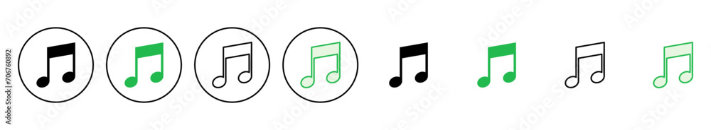 Music icon set. note music icon vector Music icon set. note music icon vector