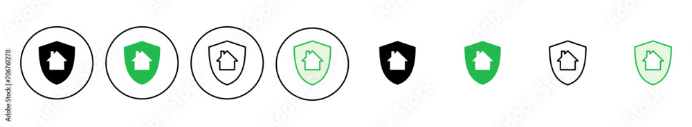 Home insurance icon set. home protection icon