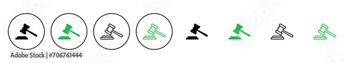 Gavel icon set. judge gavel icon vector. law icon vector. auction hammer