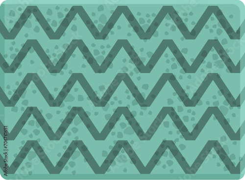 Green wave door mat icon cartoon vector. Carpet house. Stairs entry