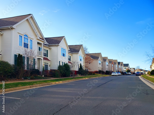 typical American new construction neighborhood , single-family homes USA real estate
