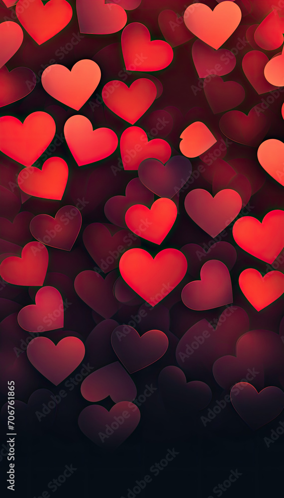Red gradient heart pattern, valentine's day background, heart texture