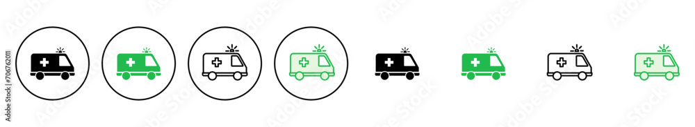 Ambulance icon set. ambulance truck icon vector. ambulance car Ambulance icon set. ambulance truck icon vector. ambulance car