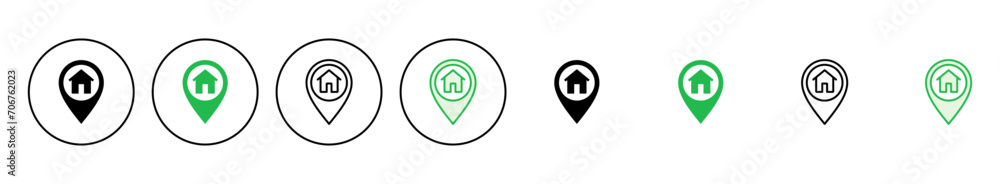 Address icon set. home location icon vector Address icon set. home location icon vector