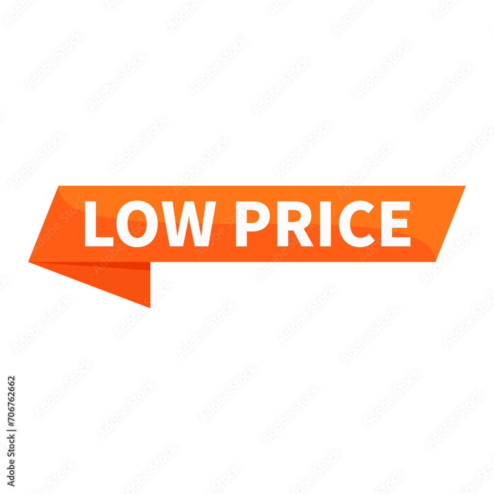 Fototapeta premium Low Price Orange Ribbon Rectangle Shape For Promotion Sale Discount Business Marketing Social Media Information