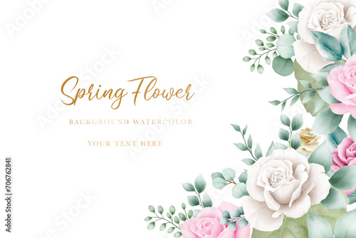 hand drawn floral roses background watercolor design photo