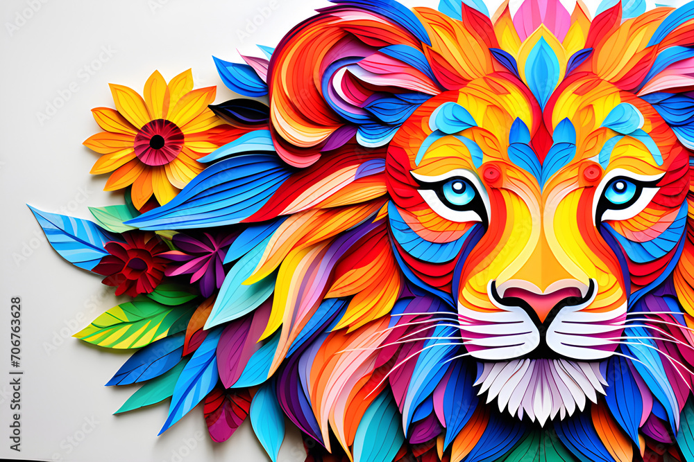 Coloring paper for adults decorated with images of mandala lions - Coloring experience that brings creative pleasure and inner peace generative ai