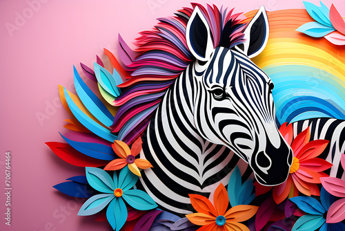 Zebra Made from Colored Paper  Beautiful Images for Adults generative ai 