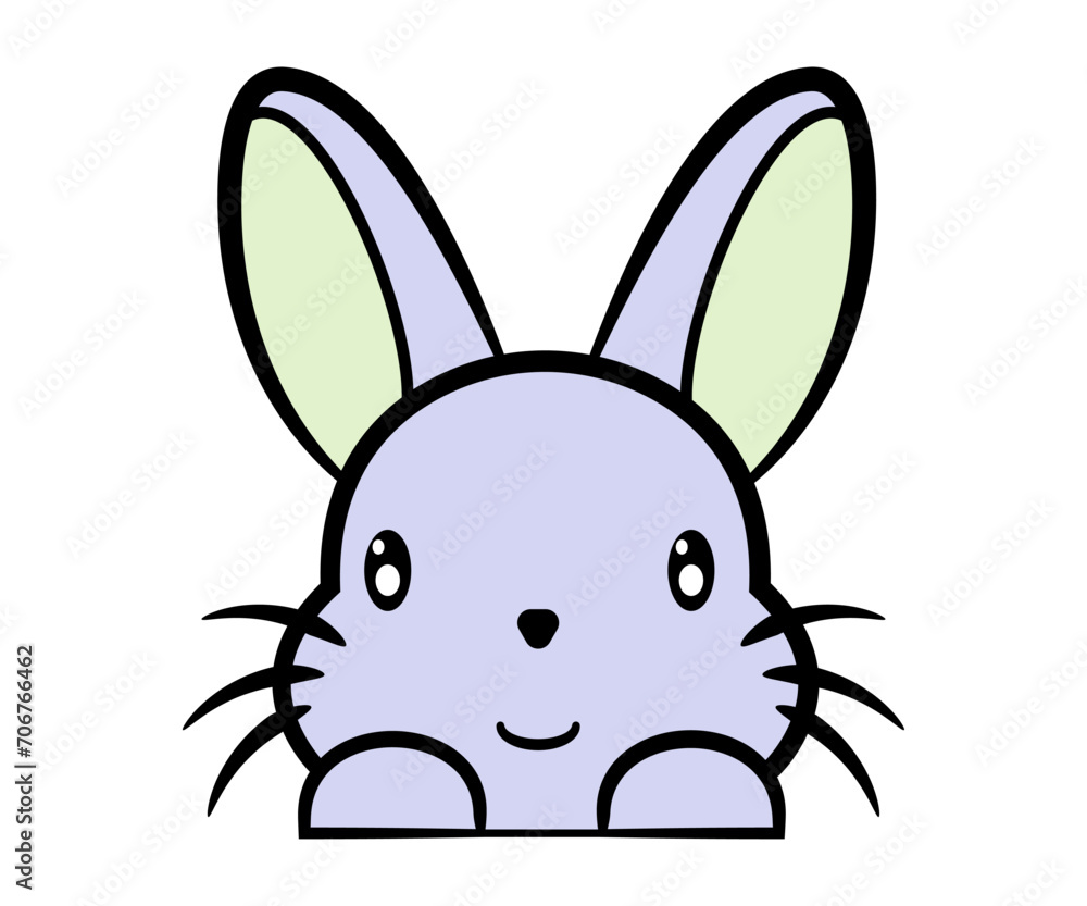 Naklejka premium Happy bunny smiling cute character. vector cartoon illustration isolated on white background