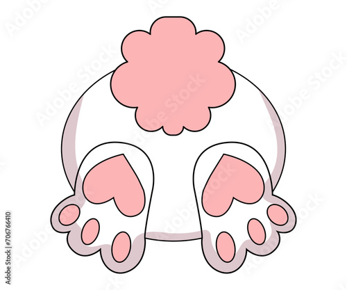 Bunny butt cute character simple hand drawn illustration. vector cartoon illustration. funny rabbit