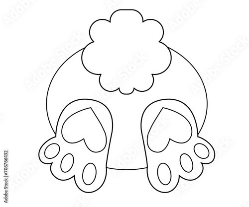 Bunny butt cute character coloring line art illustration. vector cartoon illustration. funny rabbit