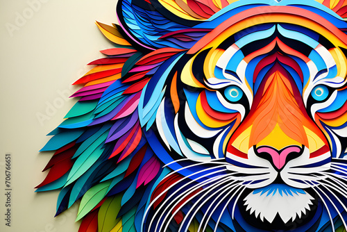 Colored paper for adults decorated with images of mandala tigers - a coloring experience that provides creative relaxation and vitality generative ai