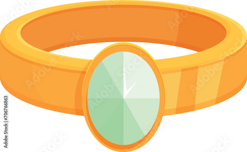 Ring gold front icon cartoon vector. Choker present. Interior beauty box