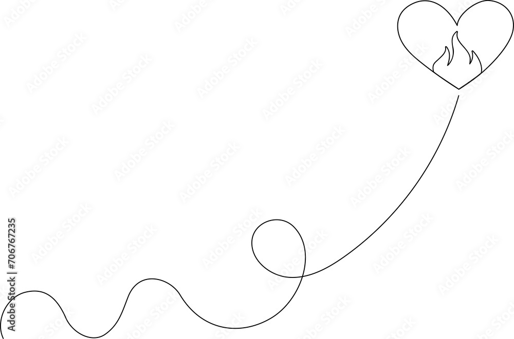 Hand drawn doodle heart, love symbol. Line fire heart and flame Hand drawn doodle heart, love symbol. Line fire heart and flame