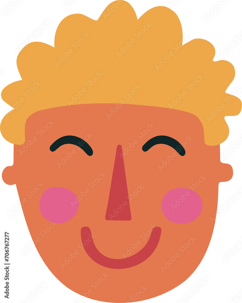 Cartoon retro faceswith different colors and shape. Head in doodle style, illustration Cartoon retro faceswith different colors and shape. Head in doodle style, illustration