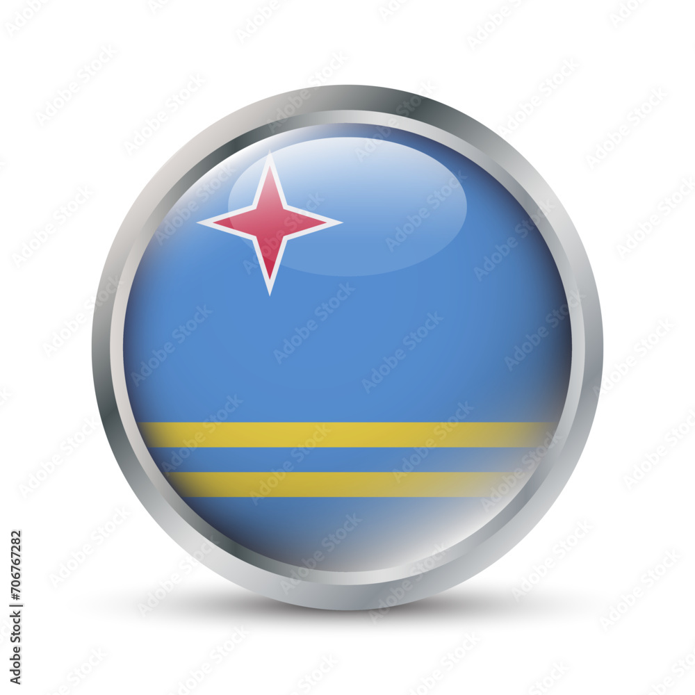Aruba Flag 3D Badge Illustration Aruba Flag 3D Badge Illustration