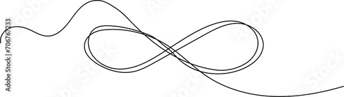 One continuous line drawing of Infinity symbol. Loop mobius icon and endless forever love concept in simple linear style photo