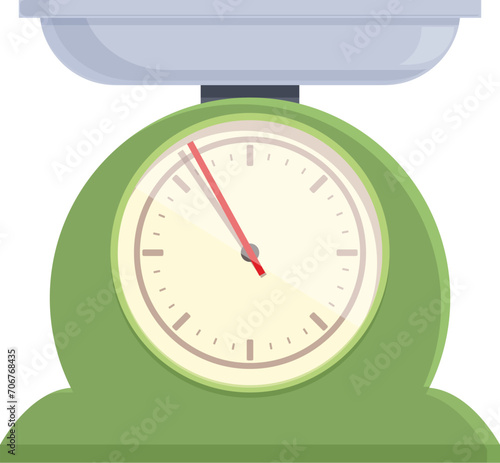 Green color scales icon cartoon vector. Measure product. Justice chef