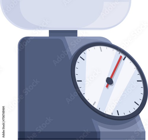 Arrow kitchen scales icon cartoon vector. Pan libra. Dial digital weight