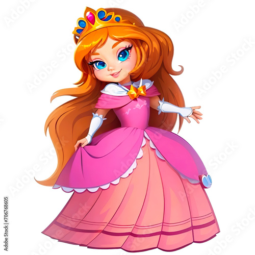 Princess Pink Dress And Brown Hair.