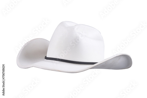 Rodeo rider, wild west, American and country music concept theme with a cowboy hat isolated on white background with cut out clip path photo