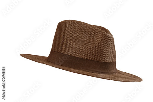 Fashion straw fedora hat isolated on a white background beach hat four views summer fashion free style