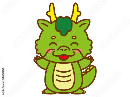 万歳する龍のベクターイラスト素材
