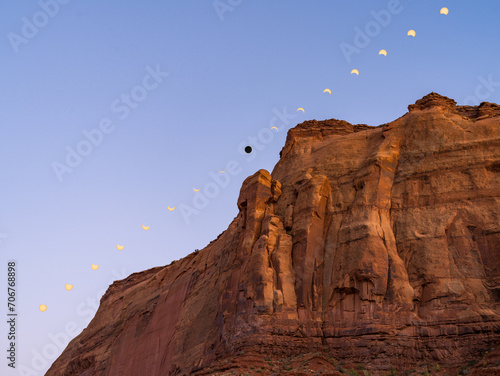 Ring of Fire. Annular Solar Eclipse 2023 Photographed from Monument Valley, Utah. Composite Image