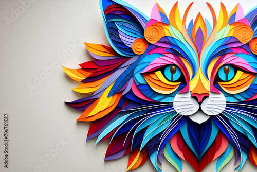 Colored Paper for Adults Decorated with Mandala Cat Images - Elegant and Elegant Coloring Experience generative ai