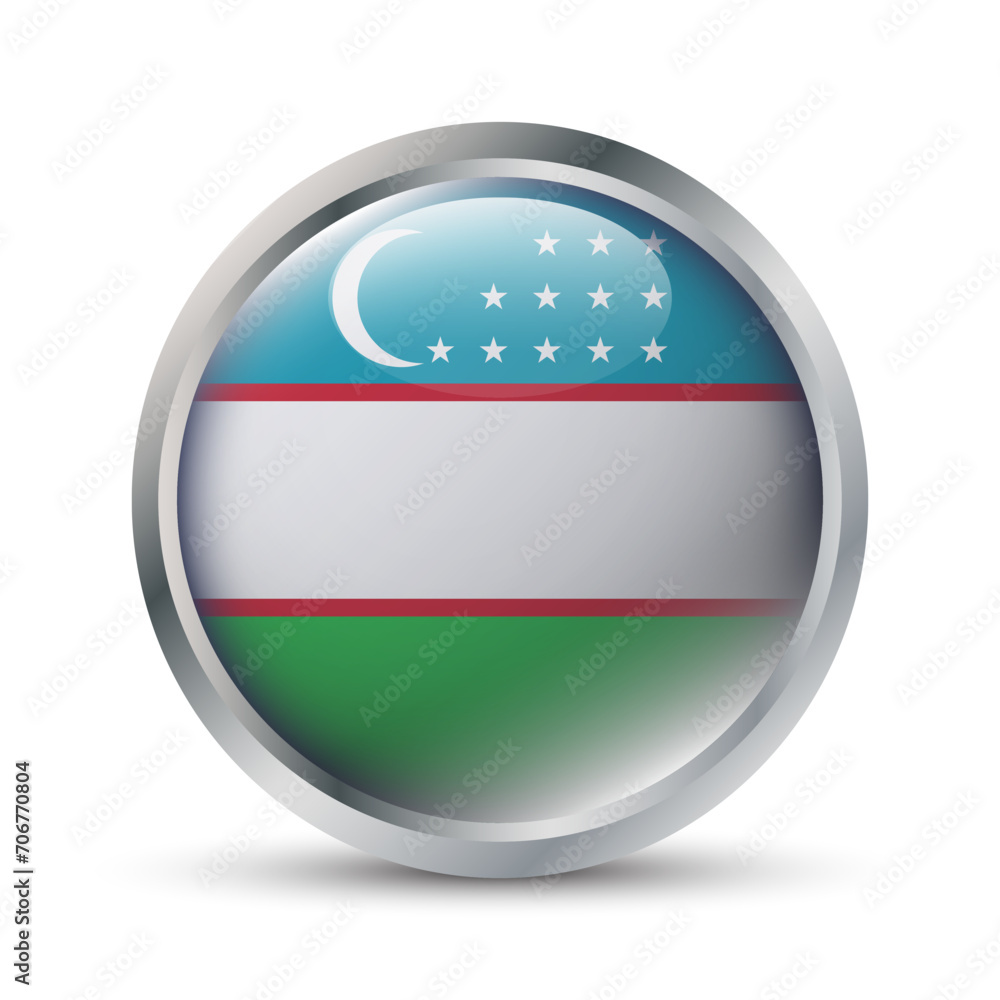 Uzbekistan Flag 3D Badge Illustration Uzbekistan Flag 3D Badge Illustration