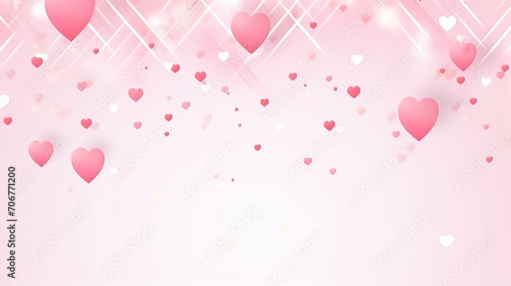 valentine, Confetti decoration Valentine's heart petals falling on white background. Heart shaped confetti flower petals for Women's Day. Used for templates or backgrounds, banners.
