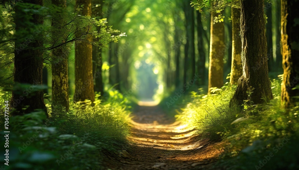 Obraz premium green forest in the morning