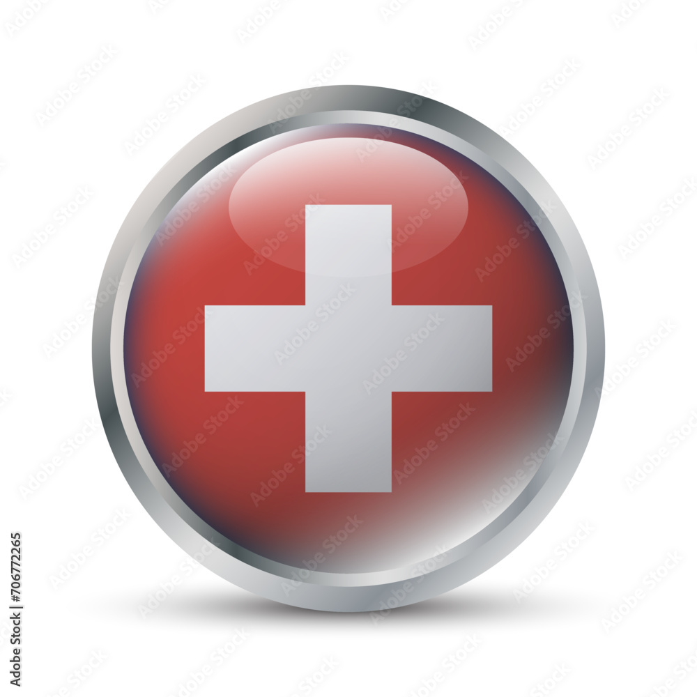 Switzerland Flag 3D Badge Illustration Switzerland Flag 3D Badge Illustration