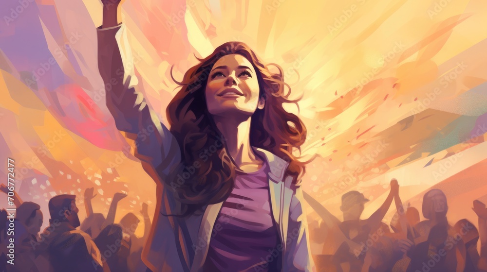 Empowered Women's Day Card: Illustration for a greeting card honoring International Women's Day, featuring empowering visuals Empowered Women's Day Card: Illustration for a greeting card honoring International Women's Day, featuring empowering visuals