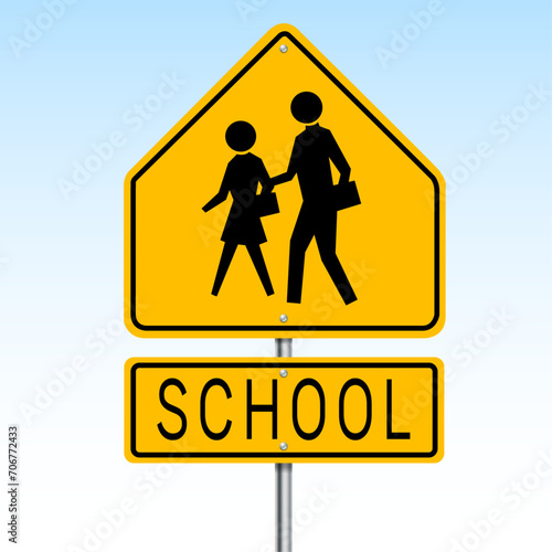 American school school zone sign, children's sanctuary