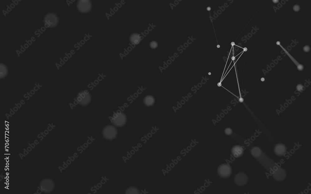 Fototapeta premium Abstract background. Molecules technology with polygonal shapes, connecting dots and lines. Connection structure. Big data visualization.