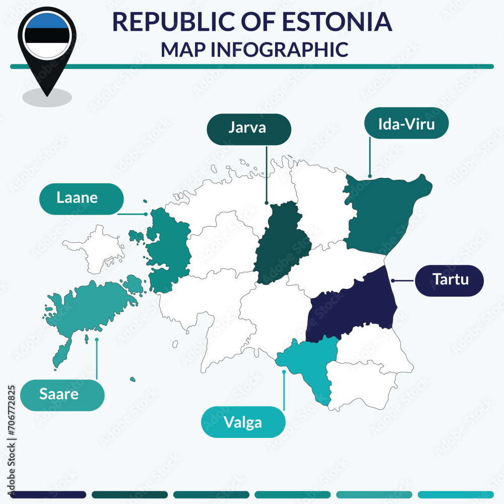 Infographic of Estonia map. Infographic map