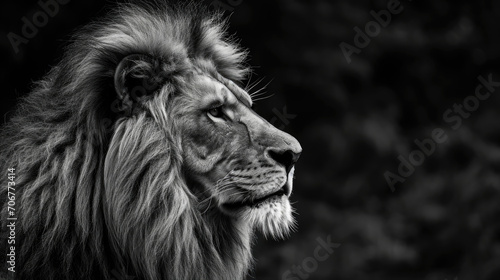 Portrait of a Lion in Black and White. © ImageHeaven