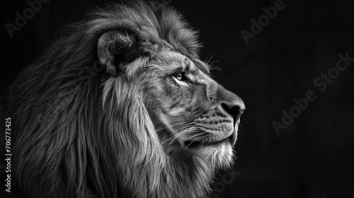 Portrait of a Lion in Black and White.