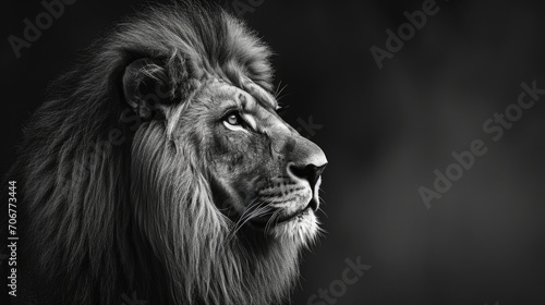 A stunning black and white portrait capturing the essence of a Lion.