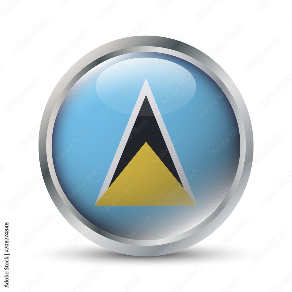 Saint Lucia Flag 3D Badge Illustration Saint Lucia Flag 3D Badge Illustration