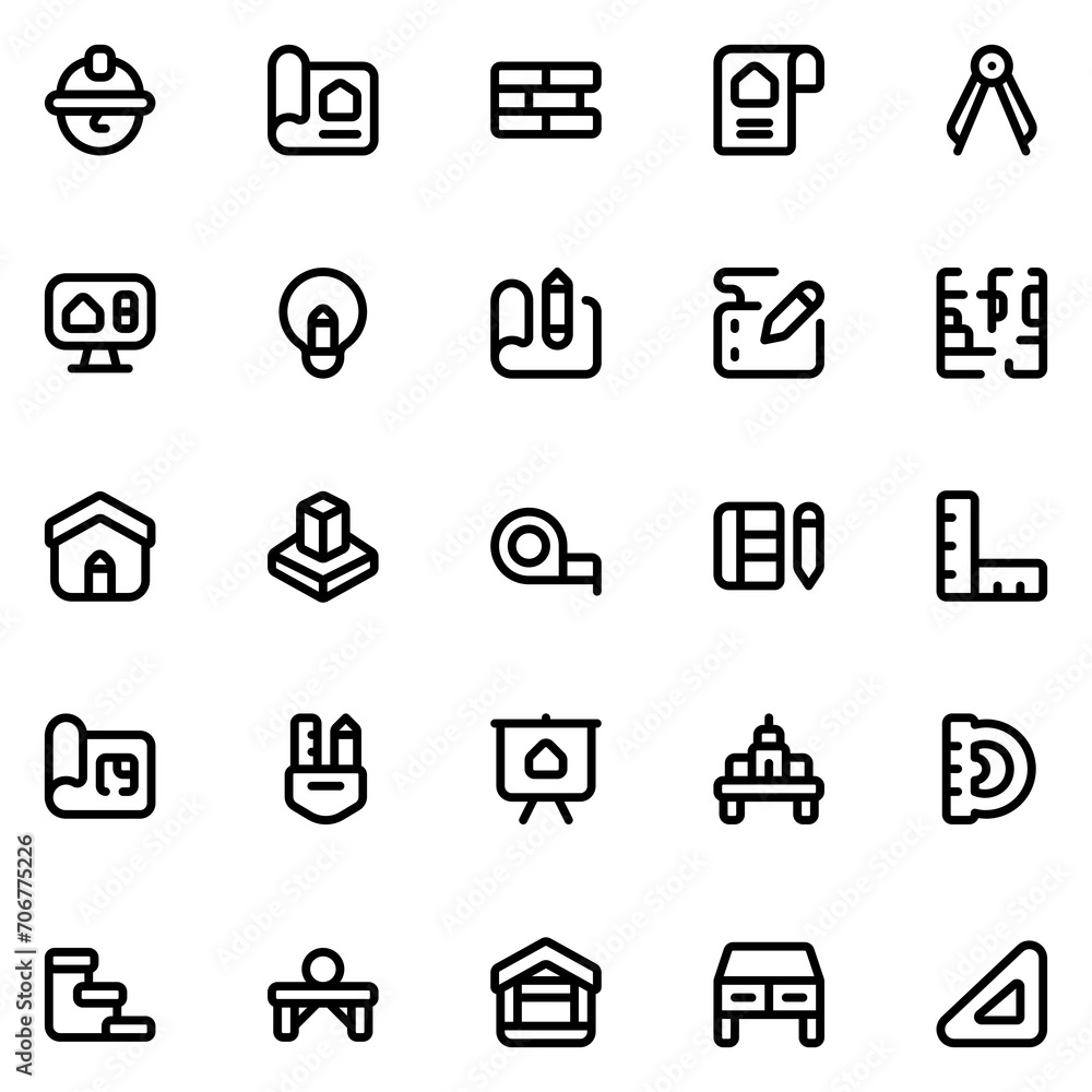 Architect Line Icon Sheet Architect Line Icon Sheet