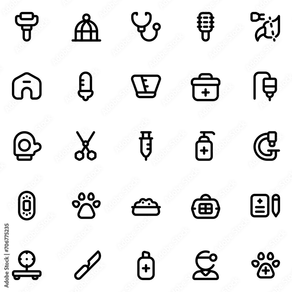 Veterinarian Line Icon Sheet Veterinarian Line Icon Sheet