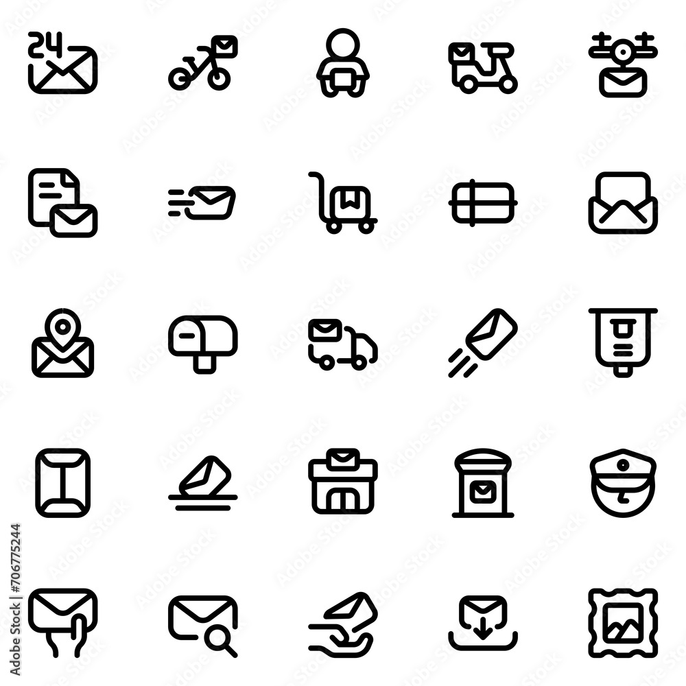 Mail Carrier Line Icon Sheet
