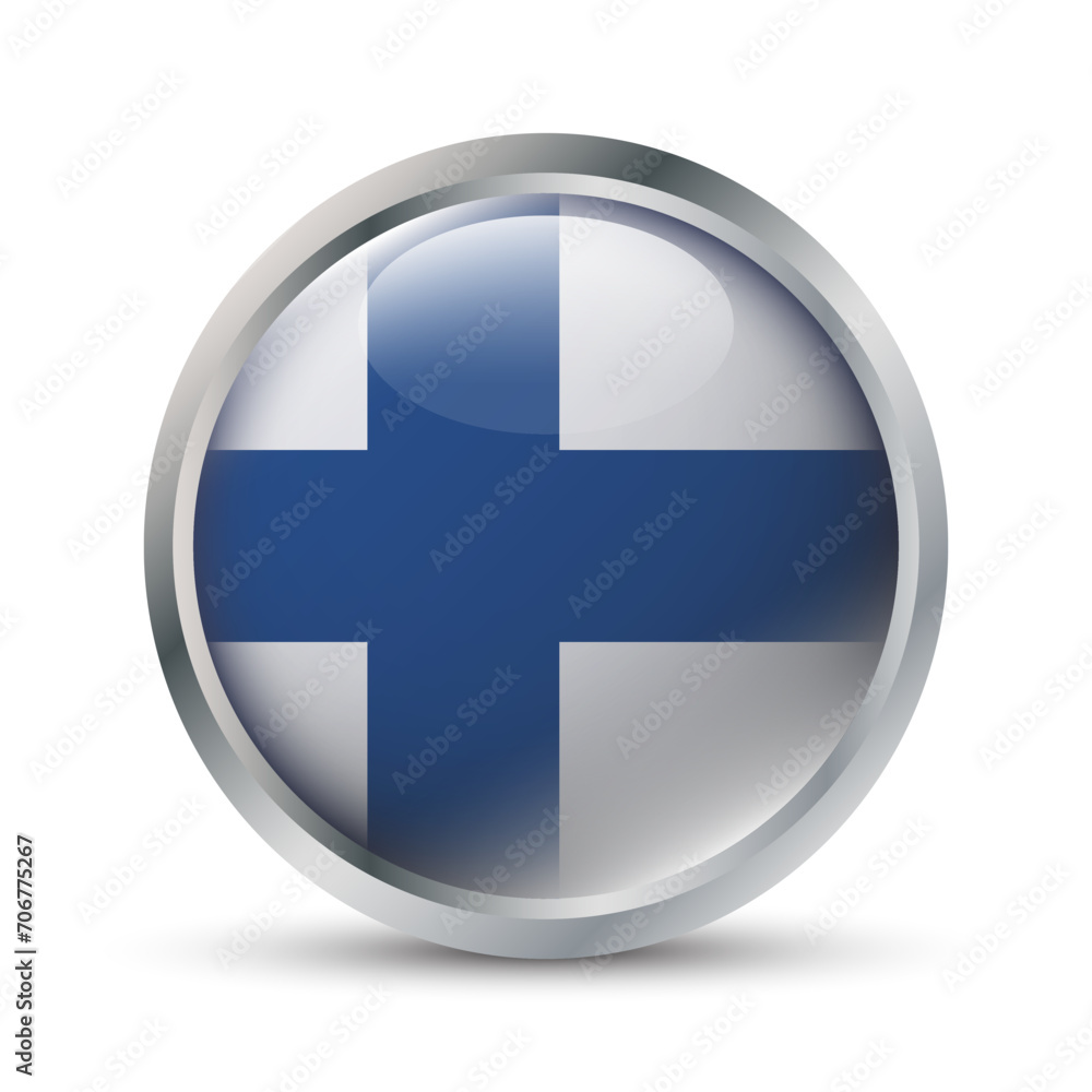 Finland Flag 3D Badge Illustration