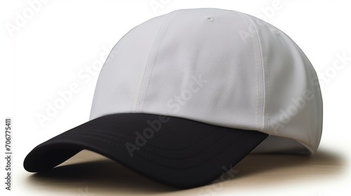 Font View of Black White Hat Isolated on White Background.