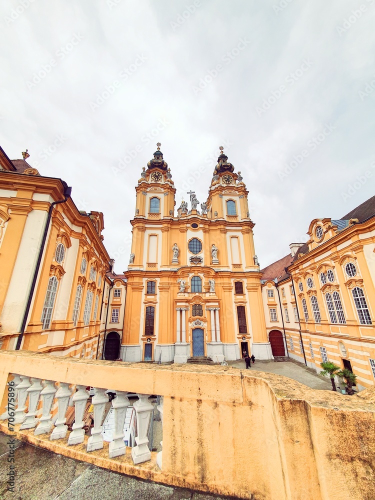Austria Melk Benedictine Abbey along Rhine river and Danube river
